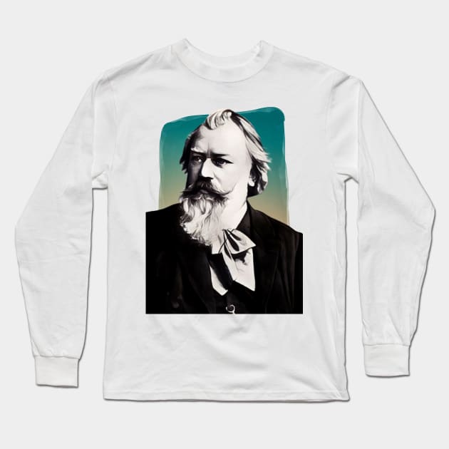 German Composer Johannes Brahms illustration Long Sleeve T-Shirt by Litstoy 